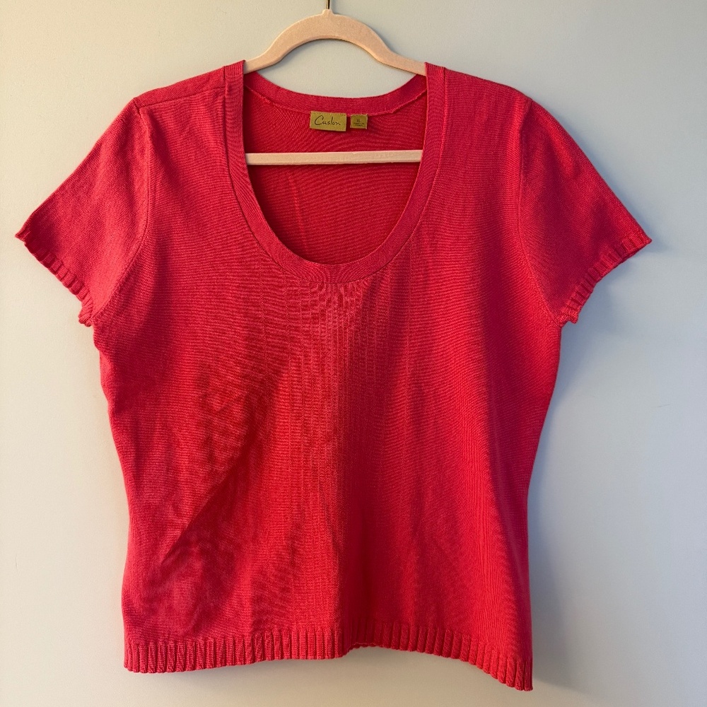 Caslon Scoop Neck Knit Silk & Nylon Knit Raspberry Pink XL